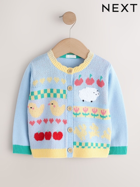 Blue Farm Animal Cardigan (3mths-7yrs) (H43013) | £16 - £20