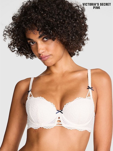 Victoria's Secret PINK Coconut White Eyelet Lace Bra (H43049) | £35