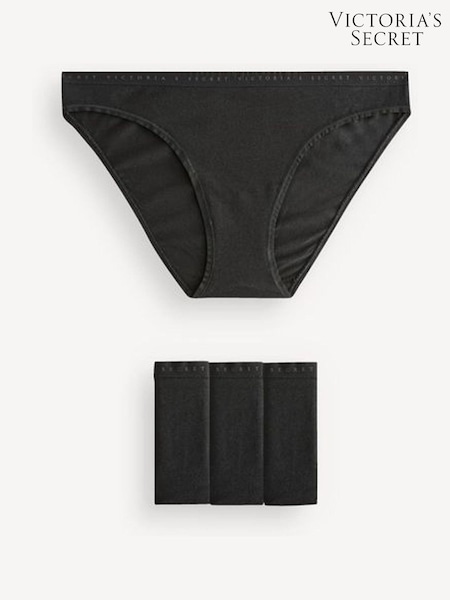 Victoria's Secret Black Bikini Logo 4 Pack Knickers (H43051) | £20