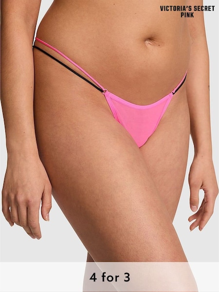 Victoria's Secret PINK Radiant Rose Pink Mini Scoop Thong Logo Knickers (H43058) | £9