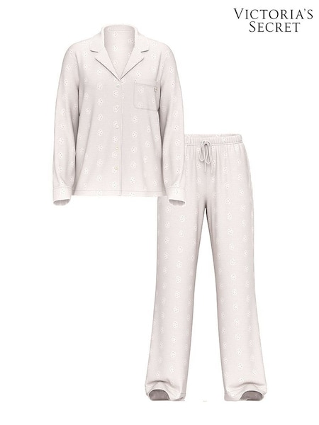 Victoria's Secret Coconut White Eyelet Modal Long Pyjamas Set (H43134) | £69
