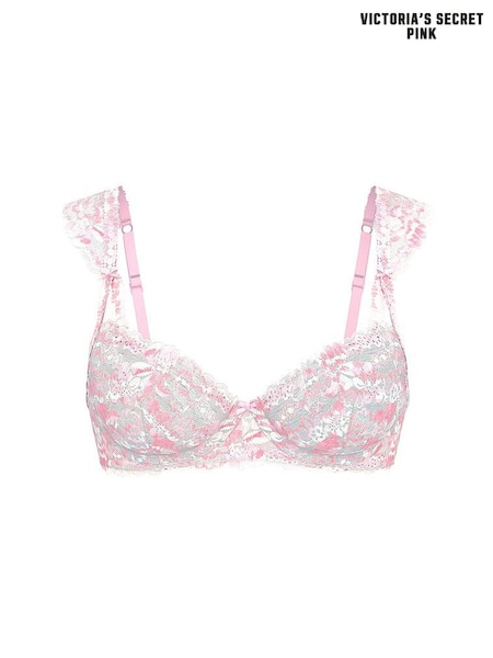 Victoria's Secret PINK Petal Pink Lightly Lined Lace Flutter Sleeve Bra (H43158) | £35
