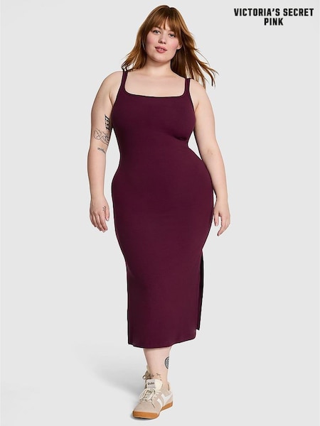 Victoria's Secret PINK Purple Rose Ribbed Midi Dress (H43161) | £35