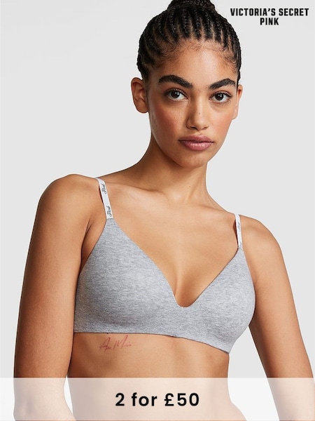 Victoria's Secret PINK Medium Heather Grey Lightly Lined Non Wired Bra (H43169) | £29