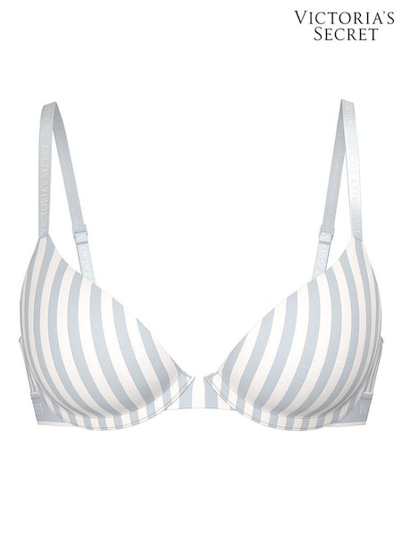 Victoria's Secret Grey fog Stripe Lightly Lined Demi Cotton Logo Bra (H43181) | £35