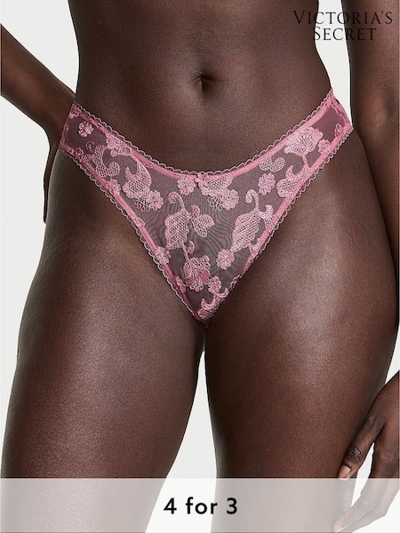 Victoria's Secret Pink Rose Brazilian Blossom Embroidery Knickers (H43240) | £18
