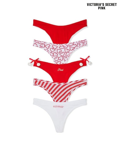 Victoria's Secret PINK Red/White/Red/Stripe/White Cotton 5 Pack Knickers (H43301) | £27