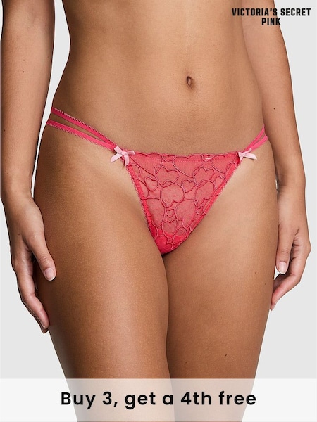 Victoria's Secret PINK Double Bubble Pink G String Floral Lace Knickers (H43303) | £9