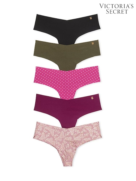 Victoria's Secret Black/Green/Pink Thong 5 Pack Knickers (H43304) | £27