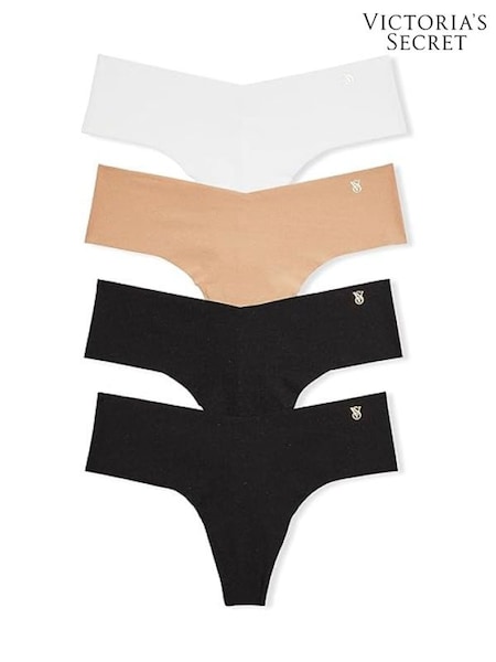 Victoria's Secret Black/Nude/White Thong 4 Pack Knickers (H43356) | £20