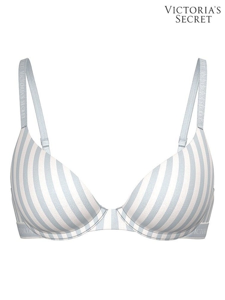 Victoria's Secret Grey Fog Stripe Full Cup Push Up Cotton Logo Bra (H43448) | £35