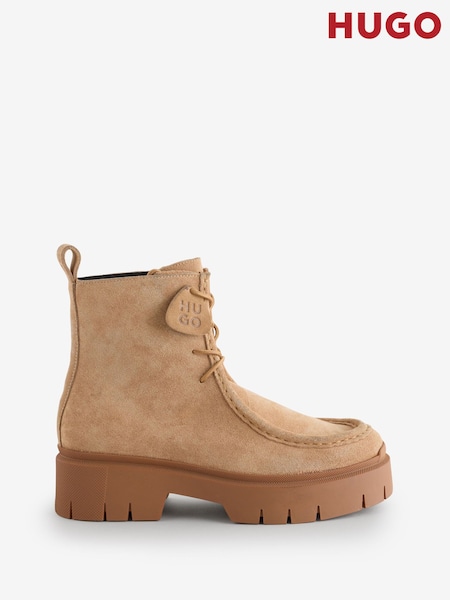 HUGO Brown Kris Suede Chunky Lace-Up Ankle Boots (H43536) | £199