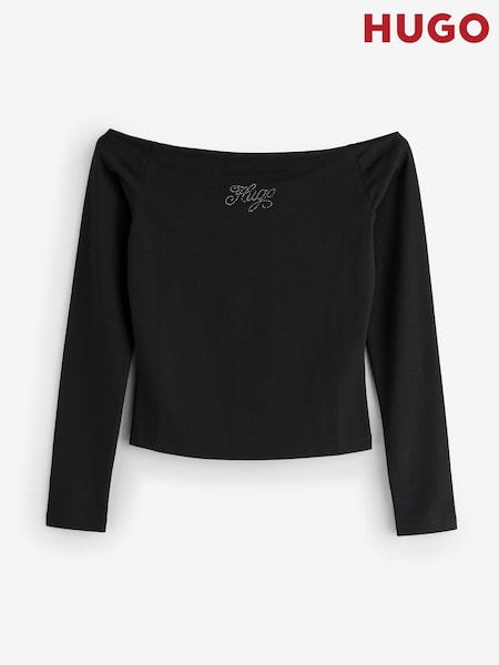 HUGO Black Dolder Wide Boat Neck Jersey Top (H43537) | £69