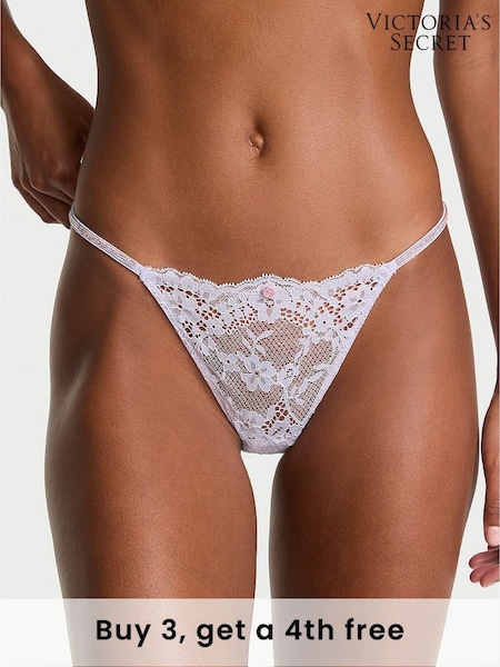 Victoria's Secret Feather Blue G String Twinkle Strap Lace Knickers (H43628) | £20