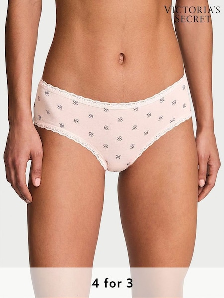 Victoria's Secret Pink Logo Cheeky Cotton Lace Trim Knickers (H43629) | £9
