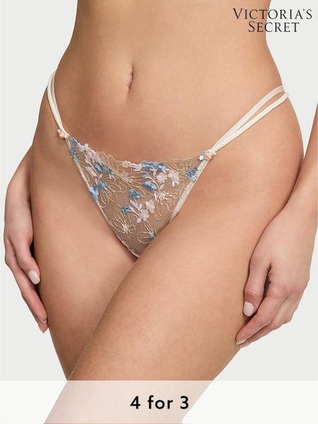 Victoria's Secret Bloom Blue Brazilian Wildflower Embroidery Knickers (H43641) | £25