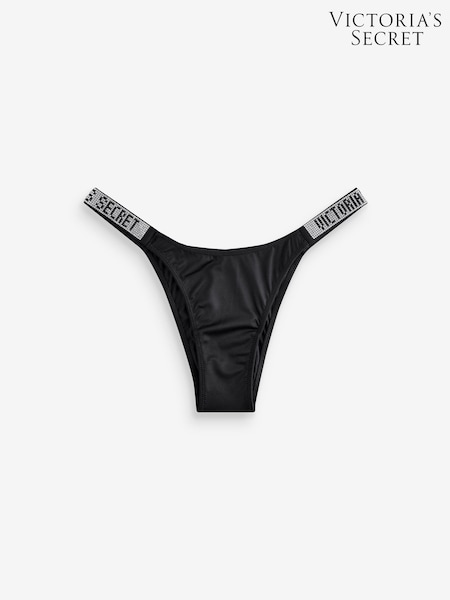 Victoria's Secret Black Brazilian Shine Strap Knickers (H43672) | £20