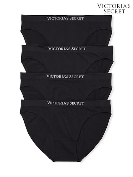 Victoria's Secret Black Bikini 4 Pack Logo Knickers (H43689) | £20