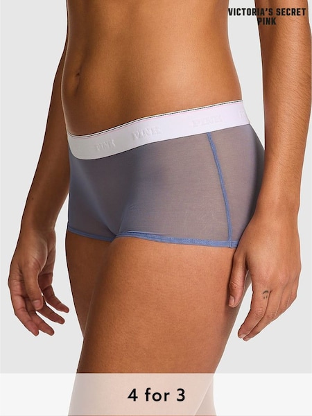 Victoria's Secret PINK Dusty Iris Blue Boyshort Logo Knickers (H43704) | £9