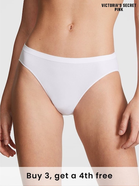 Victoria's Secret PINK White Bikini Seamless Scoop Thong Knickers (H43766) | £9