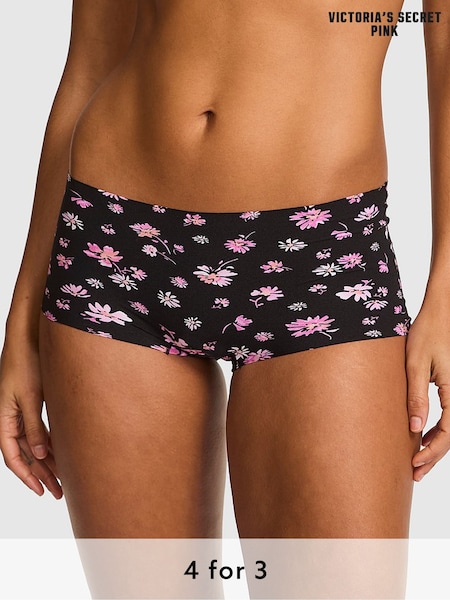 Victoria's Secret PINK Black Floral Short No Show Knickers (H43805) | £9