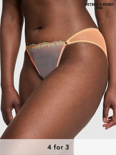 Victoria's Secret PINK Angel Pink/Vitamin C Orange Lace Embroidery Knickers (H43827) | £9