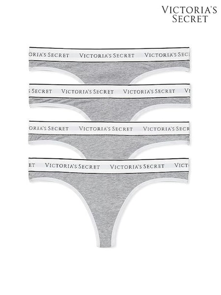 Victoria's Secret Grey Thong Logo 4 Pack Knickers (H43858) | £20