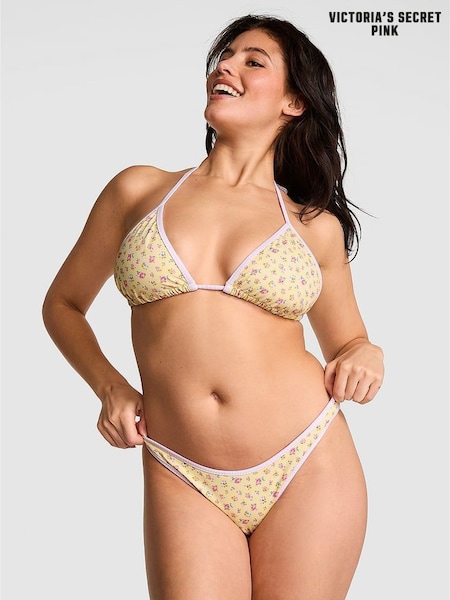 Victoria's Secret PINK Yellow Floral Brazilian Bikini Bottoms (H43863) | £34