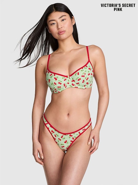 Victoria's Secret PINK Cherry Hearts Green Wired Bikini Top (H43888) | £34