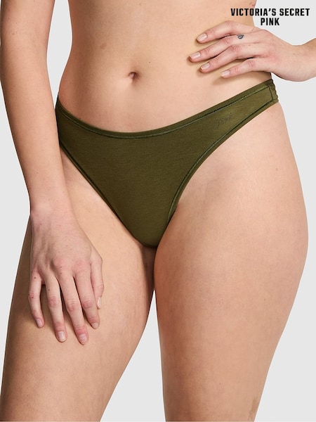 Victoria's Secret PINK Olive Green Thong Cotton Knickers (H43939) | £9