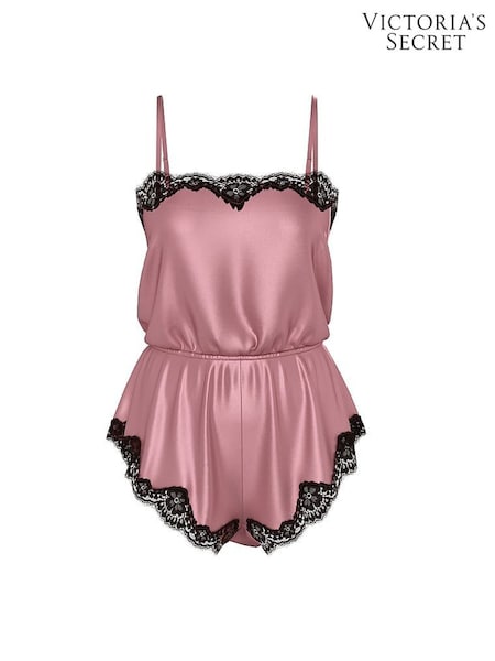 Victoria's Secret Pink Rose Satin Lace Trim Playsuit (H43966) | £59