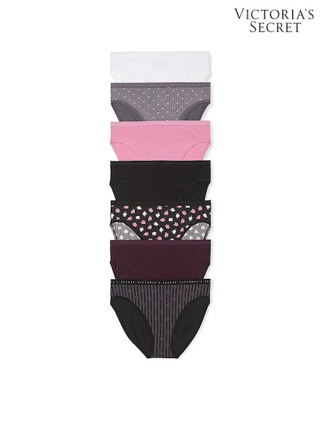 Victoria's Secret White/Grey/Pink/Black Brief 7 Pack Logo Knickers (H43970) | £35