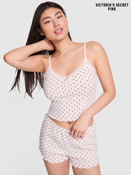 Victoria's Secret PINK White Shell Strawberries Pointelle Pyjama Shorts (H43980) | £19