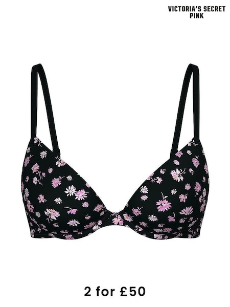 Victoria's Secret PINK Black Floral Super Push Up Bra (H43996) | £29