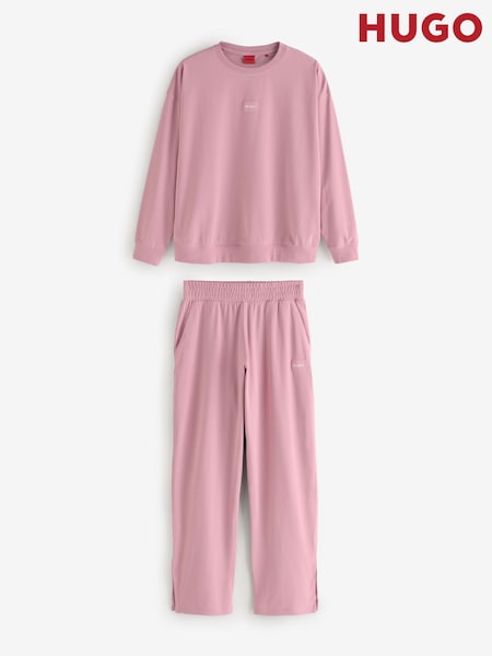 HUGO Pink Relaxed Fit Jersey Top & Bottoms Set (H44089) | £89