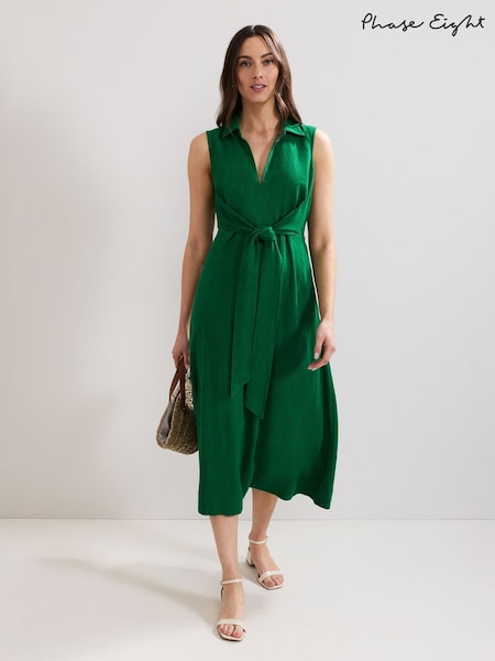 Phase Eight Green Becky Tie Dress (H44129) | £99
