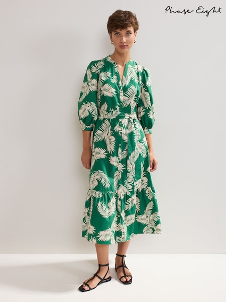 Phase Eight Green 100% Cotton Louisa Dress (H44137) | £119