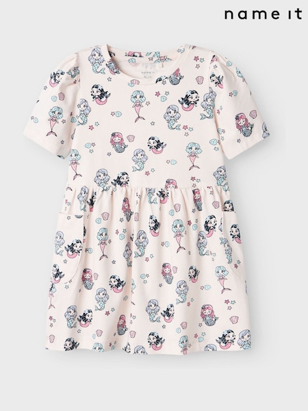 Name It White Heart Print Cap Sleeve Dress (H44187) | £16