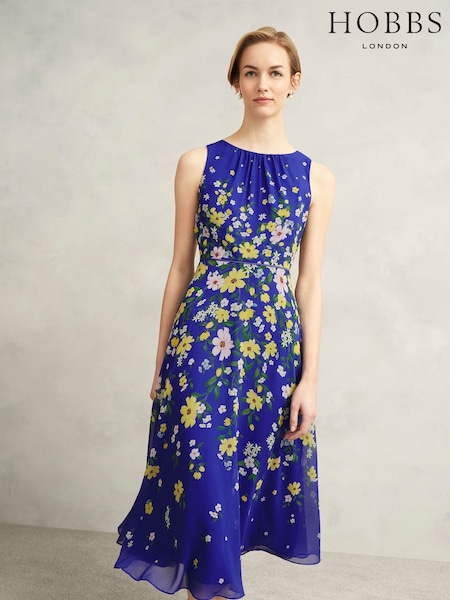 Hobbs Blue Petite Carly Dress (H44188) | £169