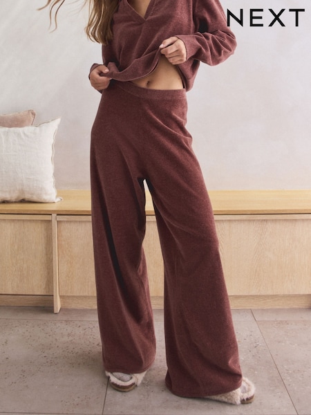 Pink Chenille Knit Wide Leg Trousers (H44237) | £36