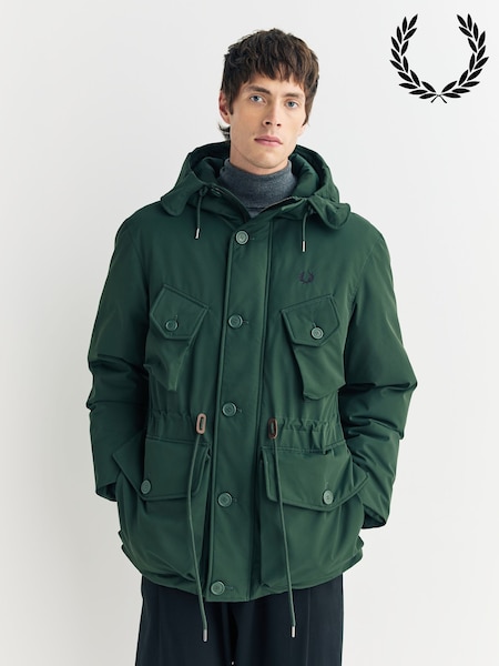 Fred Perry Green Patch Pocket Puffer Jacket (H44248) | £275