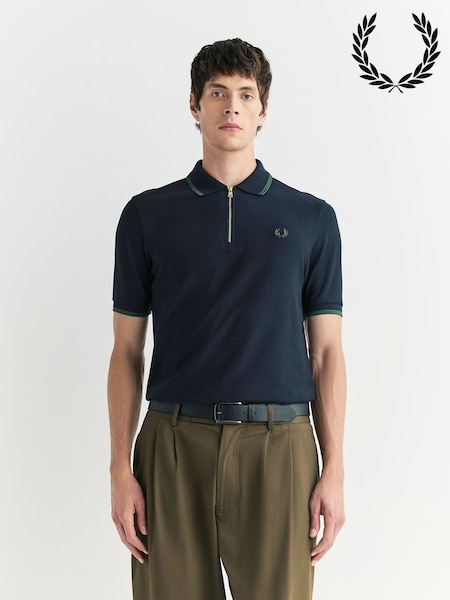 Fred Perry Blue Crepe Pique Polo Shirt (H44252) | £90