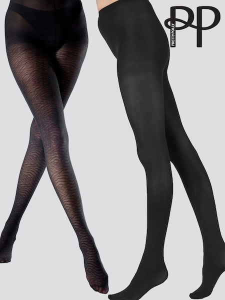 Pretty Polly Zebra Tights & 60D Opaque 2 pair multipack (H44265) | £20