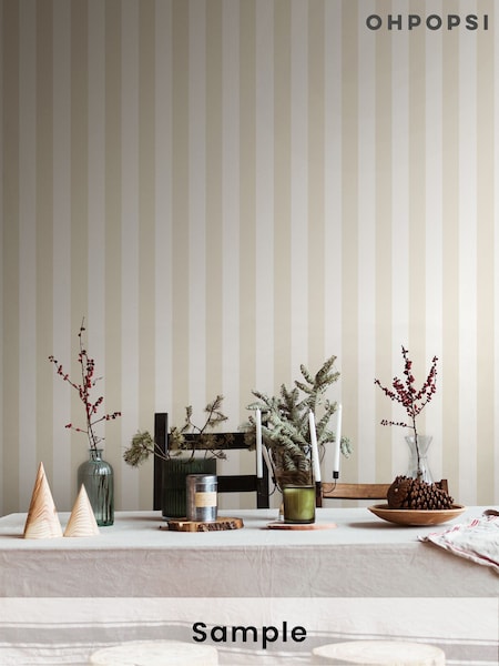 Ohpopsi Parchement Candy Stripe 10M Wallpaper (H44375) | £50