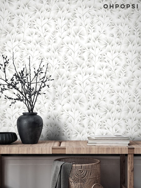 Ohpopsi Grey Cream Arabella 10M Wallpaper (H44395) | £66