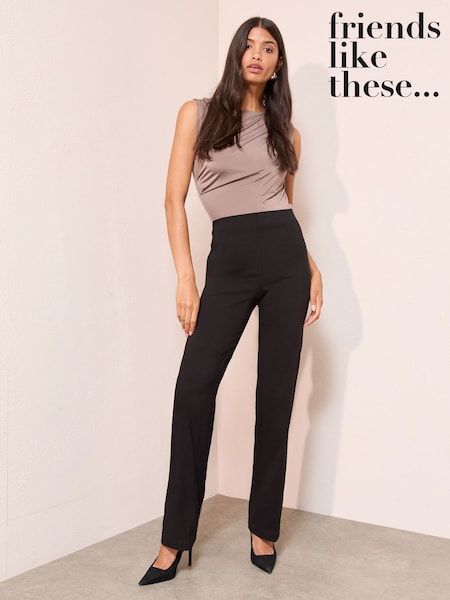 Friends Like These Black Tall Sculpting Stretch Straight Leg Trousers (H44405) | £27