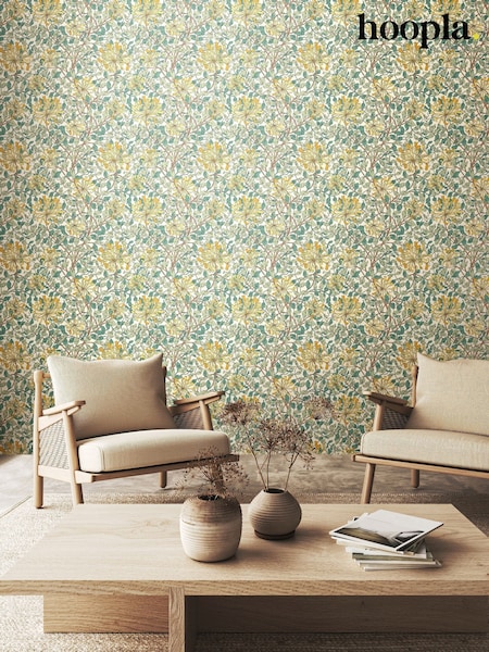 Hoopla Walls Seafoam Honeysuckle Leaf Trail 10M Wallpaper (H44417) | £45