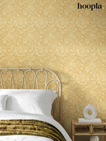 Hoopla Walls Gold Damask Trail 10M Wallpaper (H44432) | £35