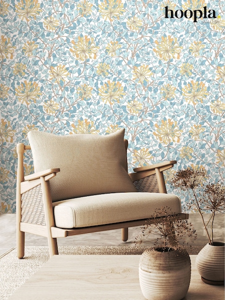 Hoopla Walls Soft Blue Honeysuckle Leaf Trail 10M Wallpaper (H44451) | £45