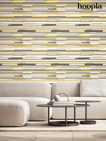 Hoopla Walls Olive Green Horizontal Stripe 10M Wallpaper (H44454) | £40